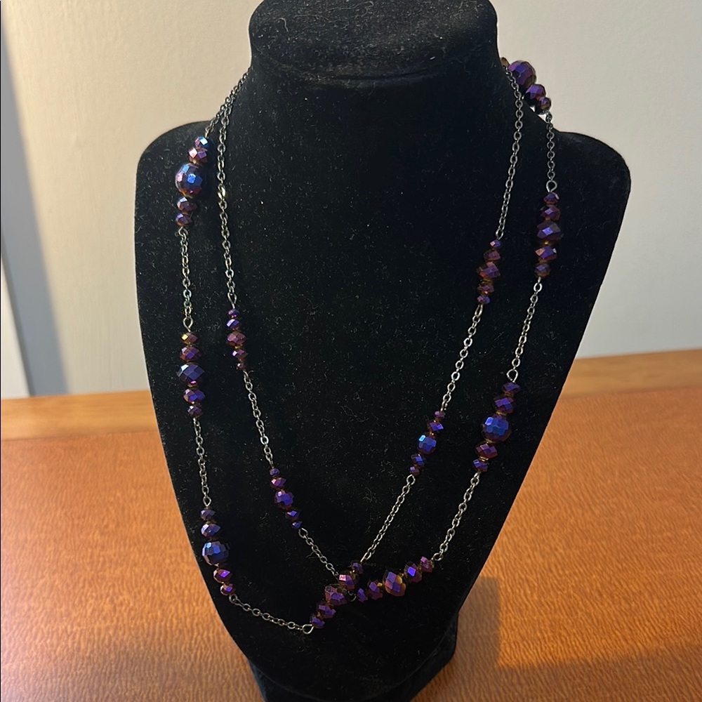 Iridescent Purple Beaded Necklace